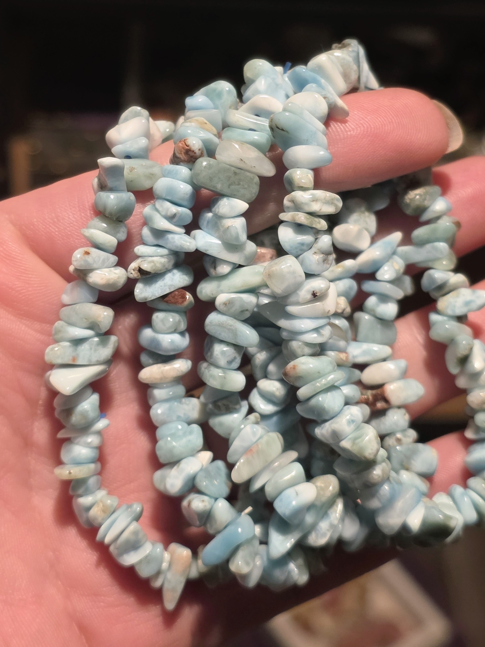 1 Pc Larimar Chip Stretch Bracelet | Natural Gemstone Crystal Bracelet |